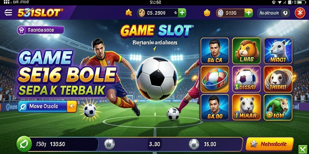 Tampilan gameplay 531SLOT dengan tema sepak bola yang seru.