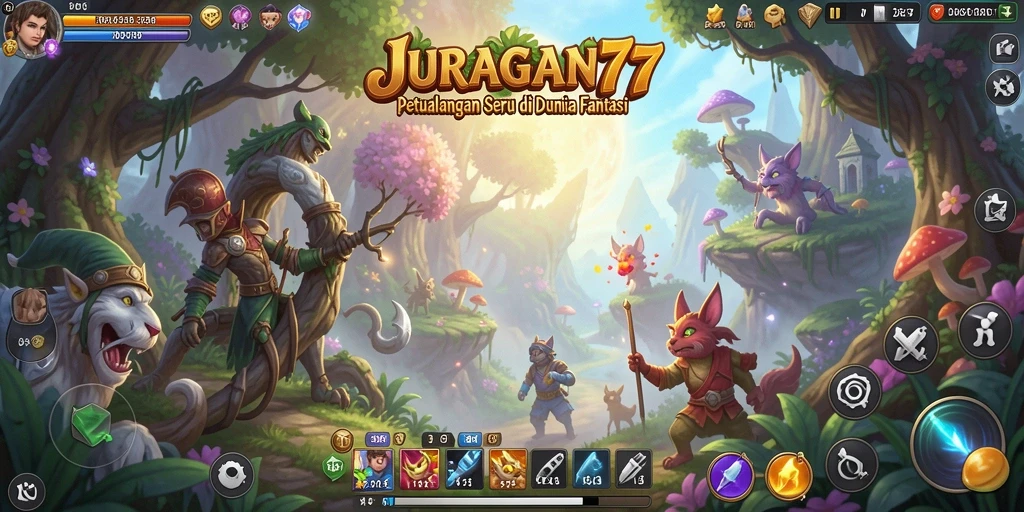 Tangkapan layar menunjukkan aksi seru dalam permainan RPG JURAGAN77.