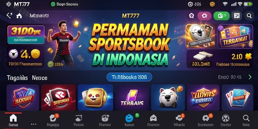 Tampilan screenshot utama MT777 yang menunjukkan berbagai opsi taruhan Sportsbook.