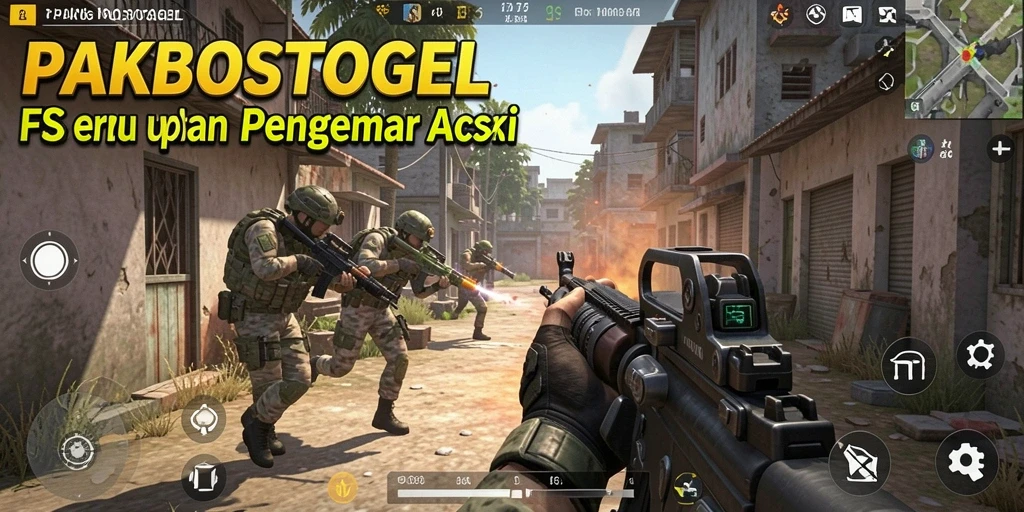 Screenshot gameplay PAKBOSTOGEL dengan aksi tembak-menembak yang intens.