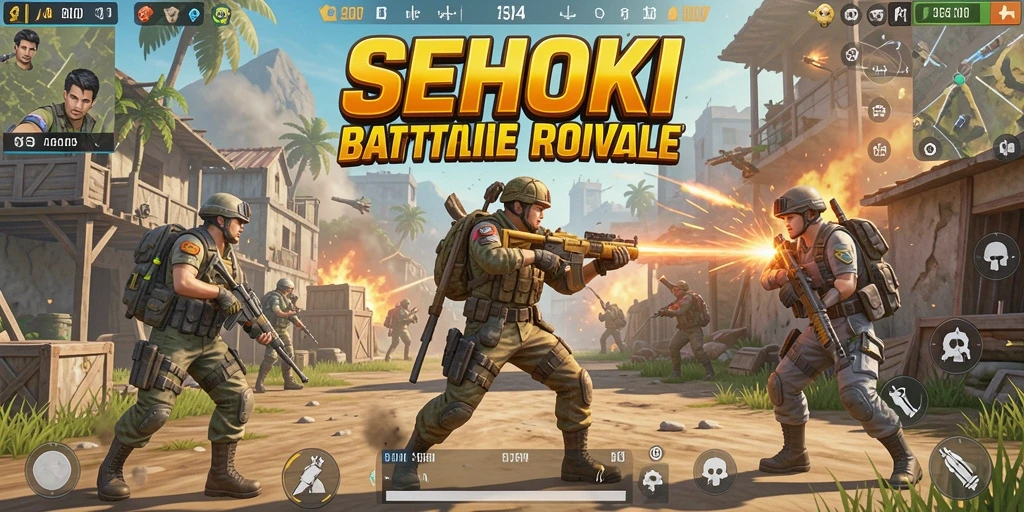 Tangkapan layar gameplay SEHOKI menampilkan aksi pertempuran seru.