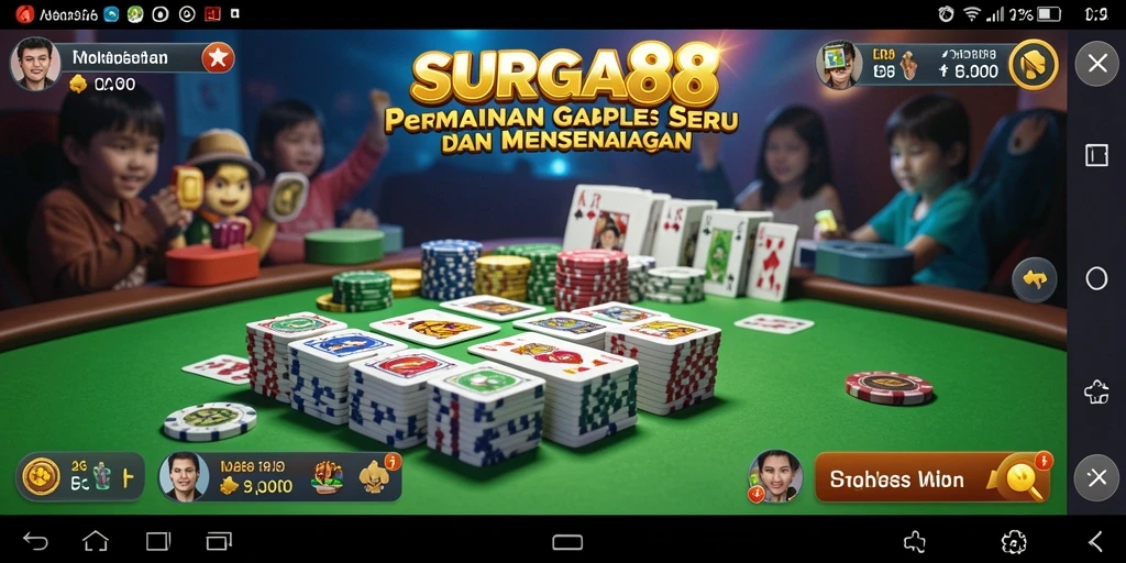 Tampilan gameplay seru dari SURGA88 yang menampilkan suasana bermain Gaple.